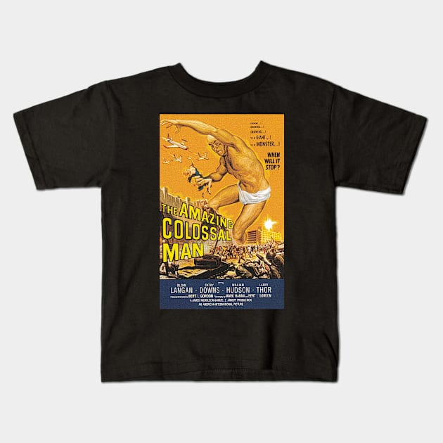 Classic Drive-In Movie Poster - The Amazing Colossal Man Kids T-Shirt by Starbase79